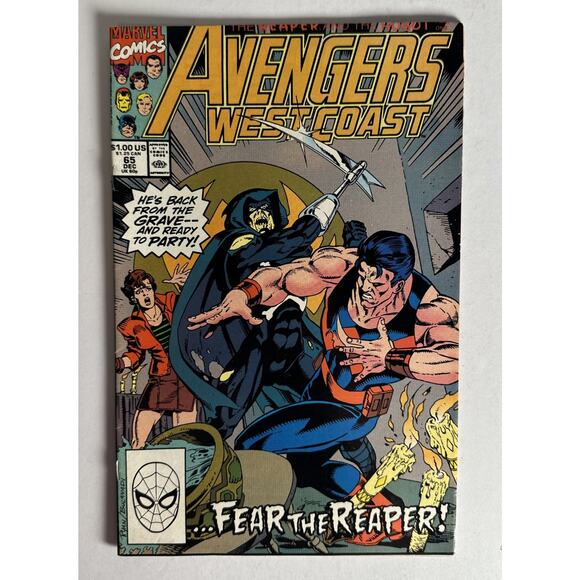 Avengers West Coast #65 Marvel 1990 VF/NM Scarlet Witch Hawkeye John Walker - Picture 1 of 7